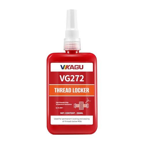 Image of VIKAGU 272 High Strength Threadlocker Red, 8.45 Fl Oz /250ml - Heavy Duty Permanent Adhesive for Bolts & Nuts - Resists 450F (230C) Heat & Harsh Chemicals, Industrial Size