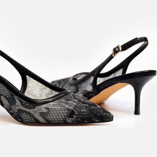Image of Mesh Kitten Heels for Women Slingback Design with Pointed Toe Breathable and Stylish Elegant Low Heel for Comfort