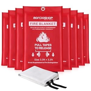 Emergency Fire Blanket for Camping Grill – Mondoshop Fire Retardant Blanket for Home Kitchen – Fireproof Blanket for Picnic, Grill, Car, Office, Warehouse, School, Fireplace