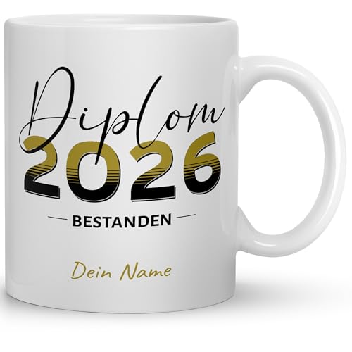 Diplom 2026 Tasse personalisiert mit Namen | Geschenkidee zum Abschluss