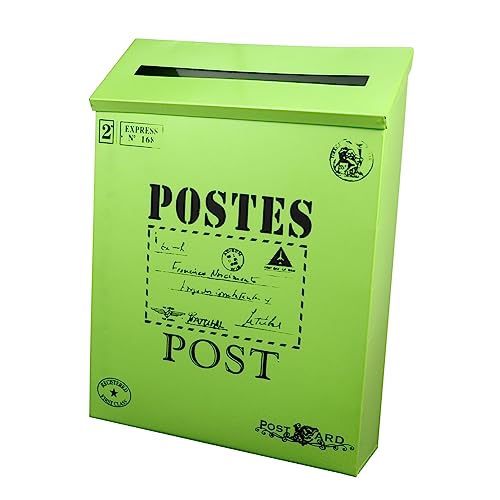 Uonlytech 1 Caja Buzón De Hojalata Retro Cajas para Publicar Buzón Colgante Cajas De Cartón Corrugado Caja De Cartón Destino Publicaciones Cartulina Cartel Antiguo Envío Hoja De Hierro Green