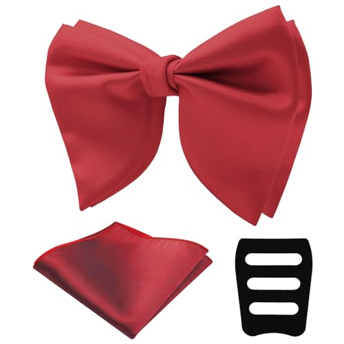Image of Mens Bow Tie Pre Tied Oversized Bow Ties for Men Satin Bowties for Tuxedo Wedding Party Banquet