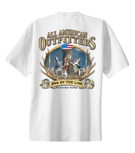 End of The Line Coon Hunting T-Shirt Coonhound Hound Dog Hunter Southern Rifle Outdoors Raccoon-White-XL