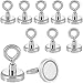 Poppstar - 10 pièces oeillets magnétiques puissant (force adhésive 36kg, diamètre 32mm) mini crochets magnétiques néodyme