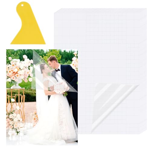 20 Piezas láminas de laminación en frío A4, Películas Laminadas Autoadhesivas con raspador, Impermeable Transparente brillantes Laminado Hojas, para copias botánicas, fotos, documentos, tarjetas