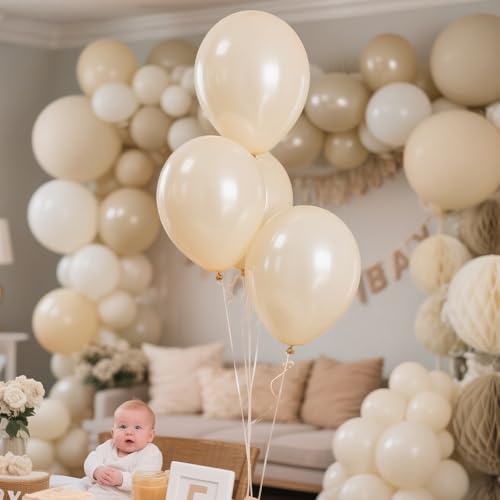 KAWKALSH 200pcs Sand White Balloons 5 Inch, Small Mini Latex Balloons for Party Birthday Baby Shower Anniversary Festival Arch Garland Decoration by KAWKALSH - Image 7