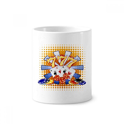 Cadeau poker original tasse en céramique blanche et porte-pinceaux de table