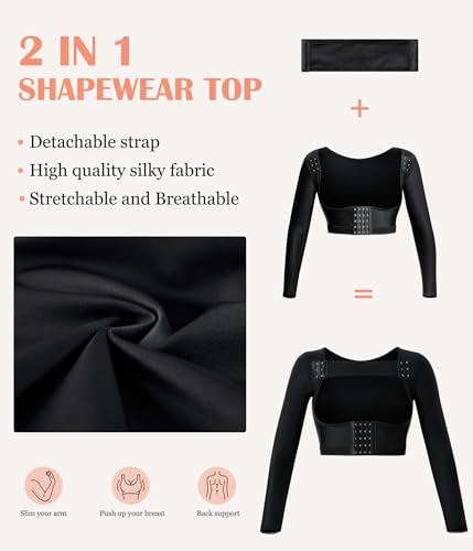 LANCS Women Upper Arm Shaper Post Surgical Compression Sleeves Slimmer Tops Posture Corrector Vest Shapewear