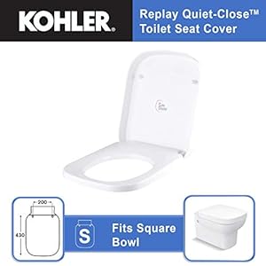 Kohler - 6091IN-0 Replay Square-Shaped Quiet-Close Toilet Seat in White