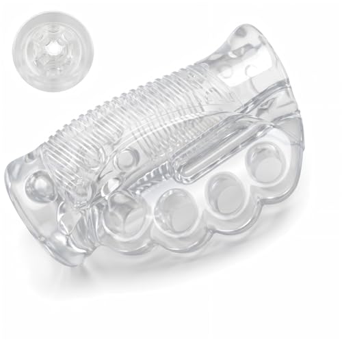 Male Masturbator Stroker for Men, Open-End Easy Clean Sleeve with Finger Grip Control, Soft TPE Textured Interior, Compact Discreet Personal Massager with Adjustable Pressure