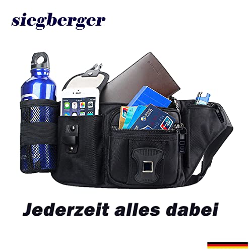 Wasserdichte Bauchtasche Siegberger mit 6 Fächern und Flaschennetz