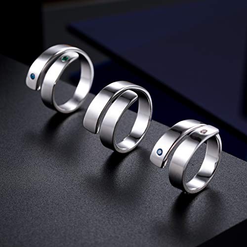 VIBOOS Personalized 925 Sterling Silver Spiral Twist Ring Engraving Name/Date for Women Best Friend Customized Birthstones Adjustable Open Wrap Band Wedding Engagement Promise Ring4