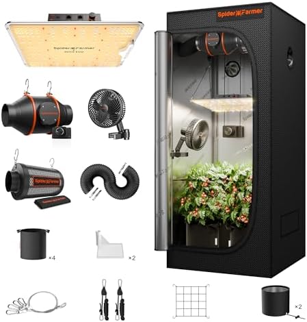 Spider Farmer EVO Grow Tent Kit Complete 28"x28"x63" SF-1000 Sams...