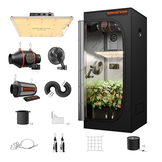 Spider Farmer Growbox Komplettset SF1000 Grow Light Dimmbarer LED Grow Lampe Vollspektrum Samsung LM301B LEDs GrowZelt Kit Komplettes 70x70x160cm Hydroponics 1680D Growing Tent Set Belüftungssystem