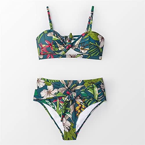 Bikini floral tropical CLSDRZC à nœuds ajustables pour femme