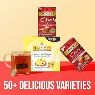 Twinings Ultra Spice Chai Black Tea Individually Wrapped Bags, 20 Count (Pack of 1), Sweet, Savoury Spices, Caffeinated, Enjoy Hot or Iced, 20 Teabags