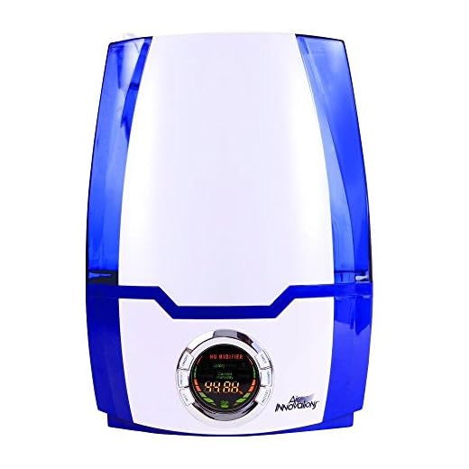 Air Innovations Humidifier Large Capacity 1.37 Gal 5.2L Whisper-Quiet High Performance Cool Mist Ultrasonic Rooms up to 400 SqFt Baby Bedroom BPA Free Up to 70hs Digital Display Aroma Tray (Blue)