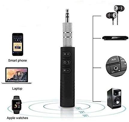 VOSAVO BT450 Wireless Bluetooth Receiver 3.5mm Jack Stereo Bluetooth Audio Music Receiver Adapter for Speaker Car Aux Hands Free Kit Compatible with All Android, iOS and iOS Devices - Assorted Colour