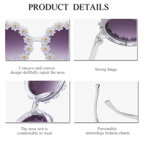 Round Flower Sunglasses for Women Flower Shaped Cute Glasses UV 400 Protection Daisy glasses for Holiday beach4