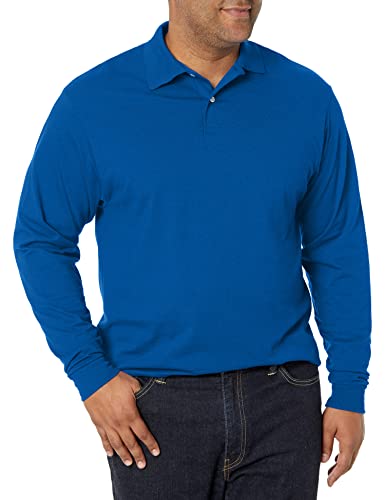 Jerzees Men's SpotShield Stain Resistant Polo Shirts (Short & Long, Long Sleeve-Royal Blue, XX-Large