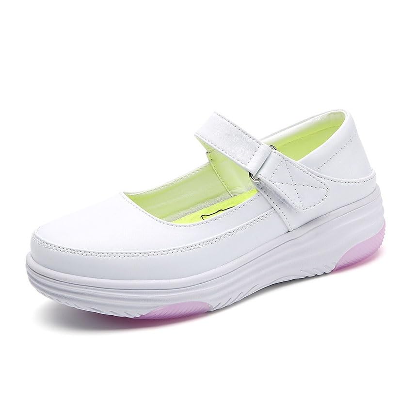 CLSQLXYJZC Women's Lightweight Nursing Shoes, Spring Leather Slip Resistant Adjustable Breathable Walking Nursing Orthotic Shoes, Fashion Comfort Nursing, for Hospital Nurse Doctors