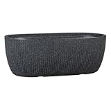 Scheurich Linetto Oval Bowl, Pflanzgefäß/Blumentopf/Pflanzkübel, rund, Farbe: Stony Black, hergestellt mit recyceltem Kunststoff, 10 Jahre Garantie, für den Außenbereich
