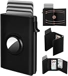 AirTag Wallet for Men, Minimalist Credit Card Holder for Apple Air Tag, RFID Blocking, Pop up Card Case, Premium Genuine Leather, Smart, Slim, 9-14 Card Capacity | ID Window | Cash Slot