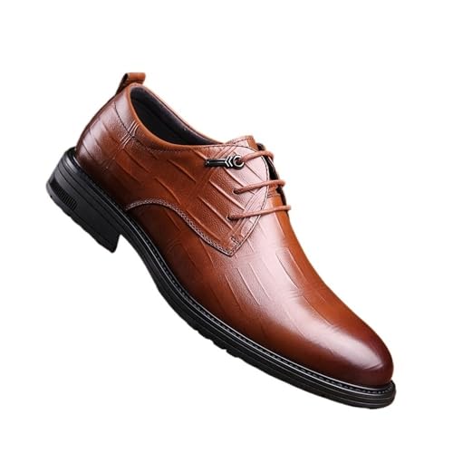 Men's Business Leather lace-up Shoes Oxfords(Brown,7)4