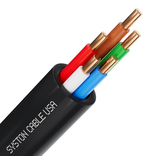 SYSTON 18/5 Sprinkler Wire, 100% Solid Copper Irrigation Control Wire, Direct Burial Underground Low Voltage Cable, UV Sunlight Resistant PE Jacket for Sprinkler Systems, 18 AWG 5 Conductors, 50 FT