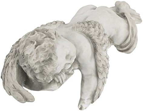 Design Toscano NG34033 Sleepy Time Baby Angel Napping Shelf Sitter Statue, 30 cm, Polyresin, Antique Stone