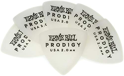 Ernie Ball Prodigy - Púas para guitarra, 2 mm, diseño de escudo, 6 unidades, color blanco