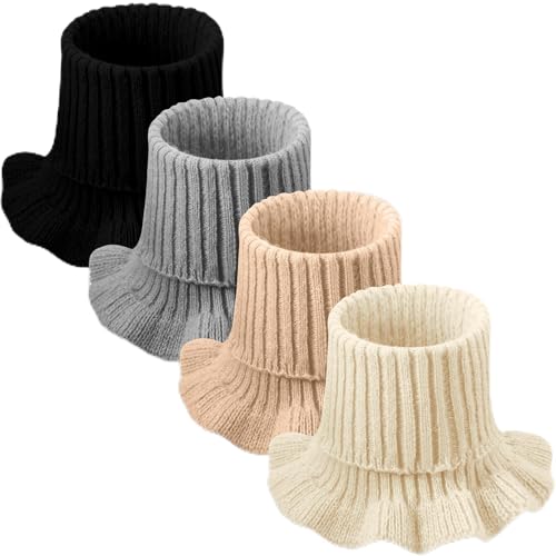 JenPen Winter Fake Turtleneck Dickey Collar Knitted Detachable Half Top Mock High Turtleneck Neck Warm Faux Collar for Women(Mixed Color,4 Pcs)