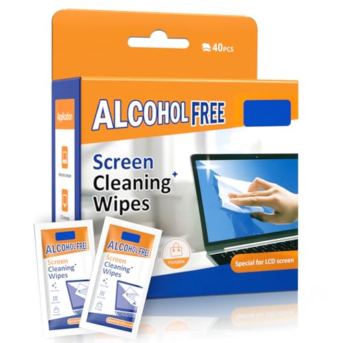 Necomi Screen & Electronic Cleaning WipesPre-Moistened Individual Wrapped (12 x20cm) TV Screen Cleaner Computer Monitor Laptop Lens Camera Sunglass Wipes Sracth-Free Streak-Free40 Pack