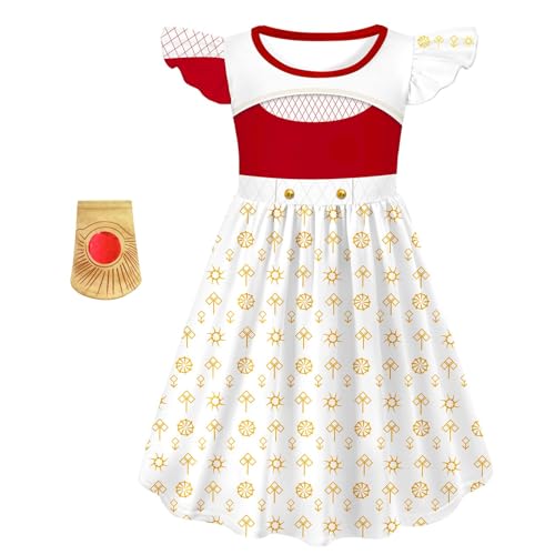 Girls Kids Zombies Dress Costume Daywalker Dresses with Wristband Outfits Set Red