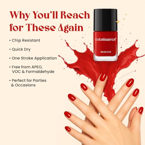 Image of Coloressence Forever Nail Paint Kit, Set of 5 with FREE Nail Polish Remover | Glossy Finish | Quick Dry | Chip Resistant