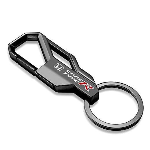 iPick Image for Honda Civic Type-R Gunmetal Black Carabiner-style Snap Hook Metal Key Chain - Official Licensed