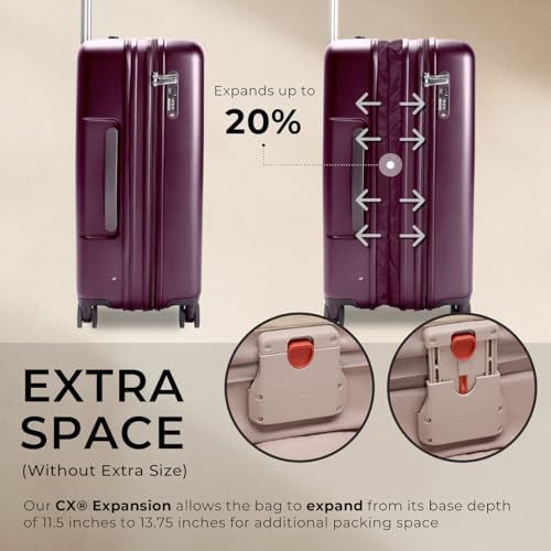 Briggs & Riley 27" Medium Expandable Spinner - Checked Luggage for Travel, Suitcases with Wheels, Hardside Rolling Bag for Men & Women, Self-Repairing Zipper - Sympatico Collection, Plum3