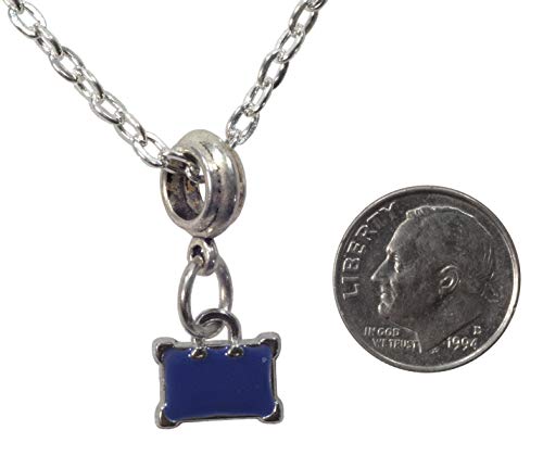 Necklace, Unisex Blue Enamel Briefcase Charm+20