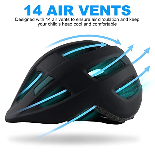 Kids Bike Helmet For Ages 1-8 Years, Adjustable Toddler Boys And Girls Helmets, Lightweight Child Infant Bicycle Cycling Scooter Sports Helmet 48-54Cm Black #TOP4