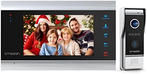 TMEZON Wired Video Door Phone Doorbell Intercom System,with 1080P 7 Inch 1-Monitor 1-Camera for Home,Night Vision,Support Automatically Snapshot/Recording Front Door Camera System