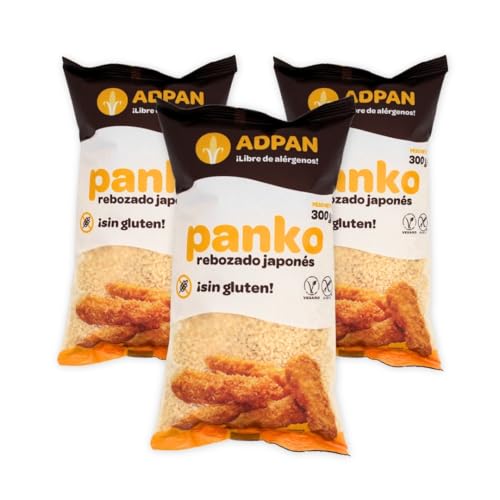ADPAN Panko Sin Gluten | Pack 3 x 300g | Rebozado Crujiente y Ligero | Apto para celiacos | Sin Trigo ni Alérgenos | Pan rallado Japonés