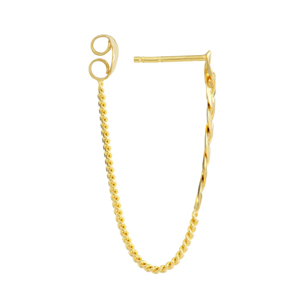 14 Karat Gelbgold, halb, vorne nach hinten, 3,70 und 1,40 mm Panzer-Ohrringe, Schmuck für Damen, One Size, Metall Gelbgold Goldfarben Metall Gelbgold, Kein Edelstein