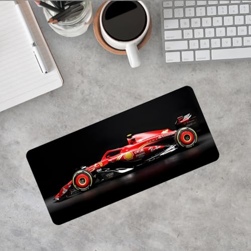 Image of Moto Edition Desk Mat 23x11 Inch - Racing-Themed Keyboard & Mouse Pad for Office, Home & Gaming | Non-Slip Rubber Base, Waterproof Surface, Supercar & Bike Inspired Table Mat (Red Formula)