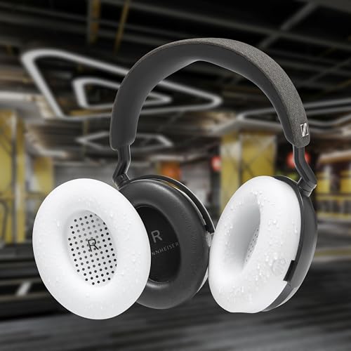 Image of WC SweatZ Momentum 4 & 5 - Patented Earpad Covers for Sennheiser Momentum 4 & 5 Wireless Over Ear Headphones by Wicked Cushions | Sweatproof & Easily Washable | White
