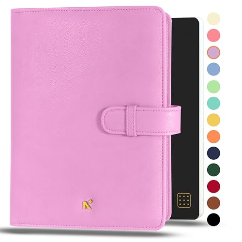 NEORAH — A5 Notebook SLEEVE with Loop + Dotgrid JOURNAL | Faux Leather Sleeve + Penloop | 2 Front 1 Back compartment | 6 Card Slots | 2 BookMarks | Gift Box—Fits any A5 Softcover Notebook – LAVENDER