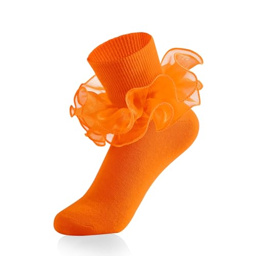 Image of Komorebi Big Ruffle Ankle Socks Women-Lace Frilly Cute Socks-Soft Cotton Girls Sock