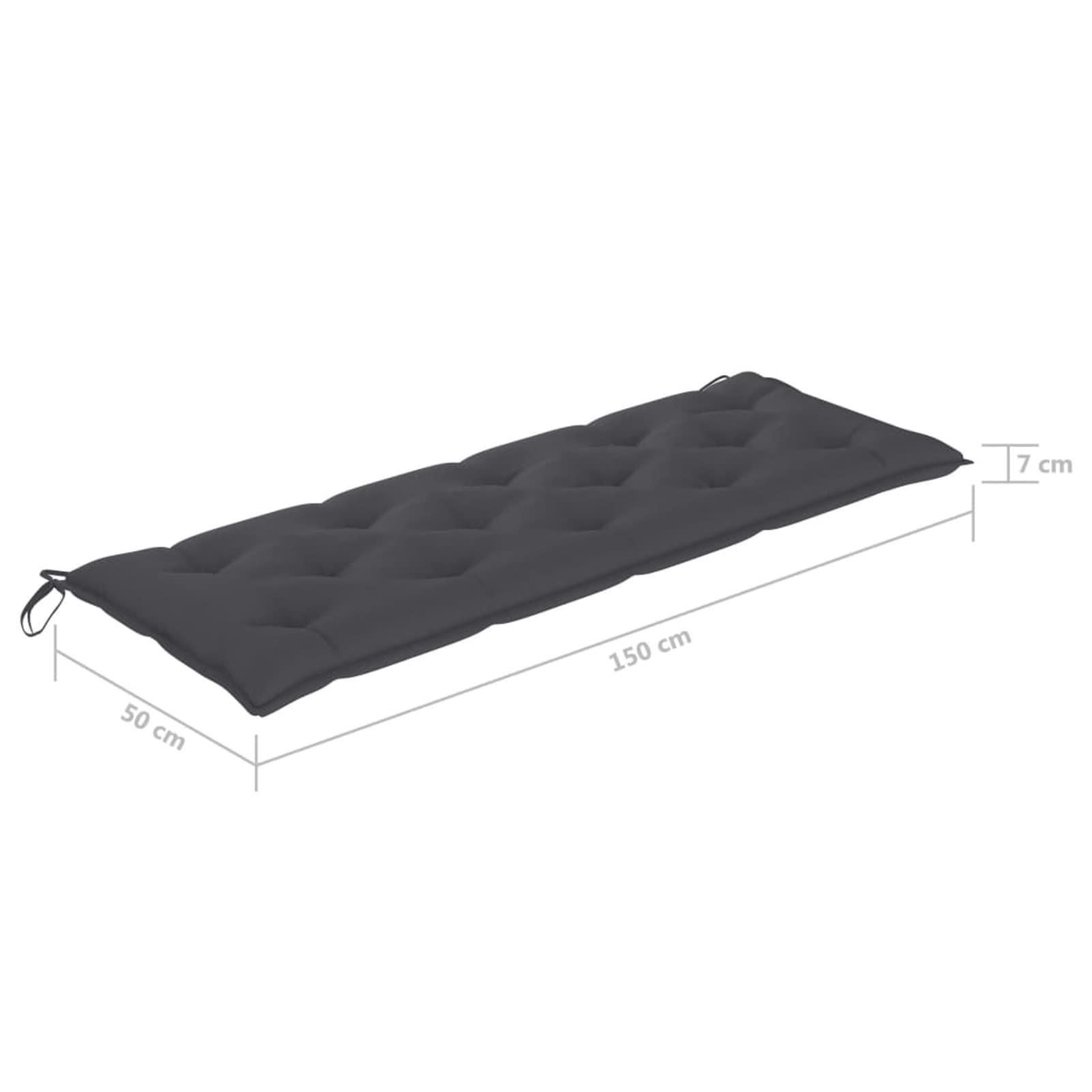 Cuscino per altalena Hollywood, cuscino per panca da giardino, cuscino per panchina, cuscino per sedia a dondolo da giardino, 150 cm, in tessuto antracite