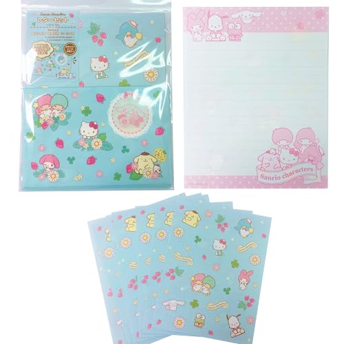 Image of Stationery Set - Cute Letter Writing Paper & Envelopes, 8 Sheets, 4 Envelopes, 4 Stickers (Mix Characters)