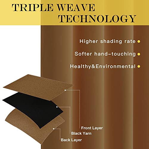 NICETOWN Room Divider Curtain 132 Inches Long, Wide Blackout Sliding Door Curtain for Bedroom, Room Darkening Privacy Window Covering for Patio Door (1 Panel Set, Gold Brown, 80 x 132 Inch)