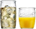 Glaver's Original Mason Set of 8 Drinking Glasses 4-20 Oz Highball Glasses, and 4-13 Oz Whiskey Glass Cups For Everyday Home Use Water, Beer, Juice, Cocktail.